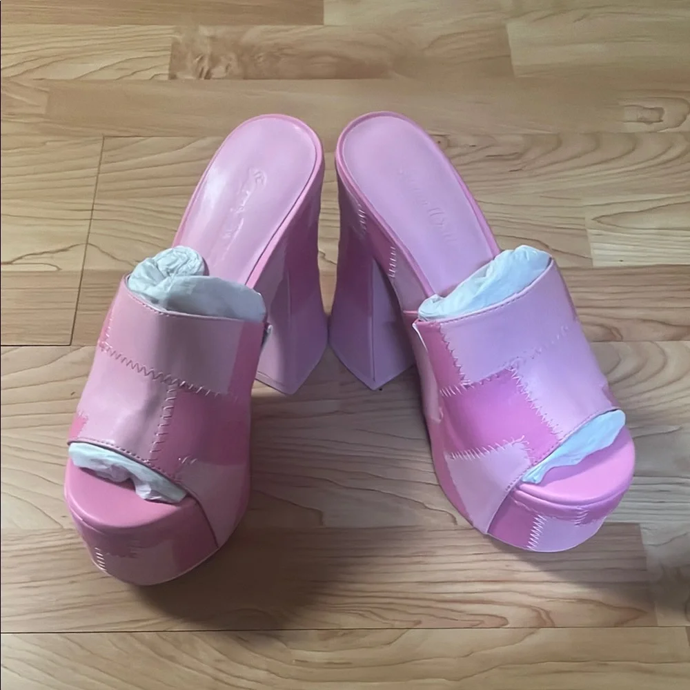 ‼️NWT‼️Dolls Kill X Sugar Thrillz Pink Platform Mules Size 8 - Picture 4 of 7